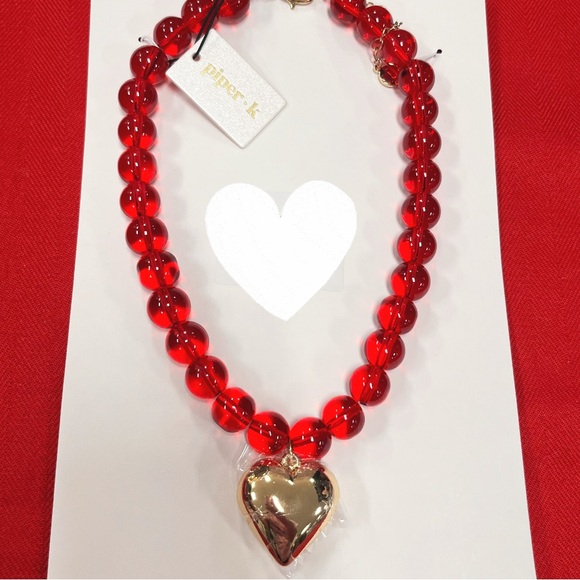 NWT ⚜️♥️⚜️ Piper K Gorgeous Red Beaded Glass Necklace - Picture 3 of 16